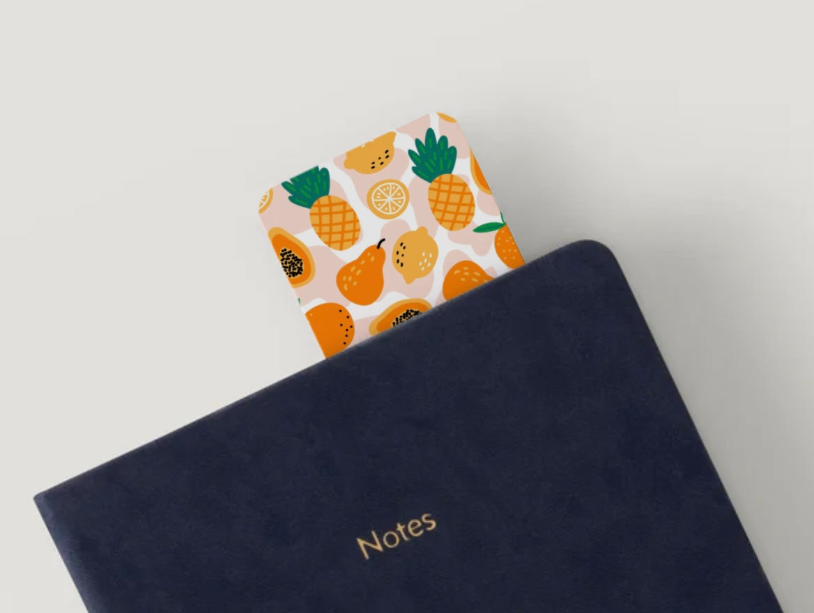 🍊 Tropical Fruit Bookmark – Bright Summer Reading Accessory, Cute Gift for Book Lovers, Pineapple, Papaya & Lemon Design