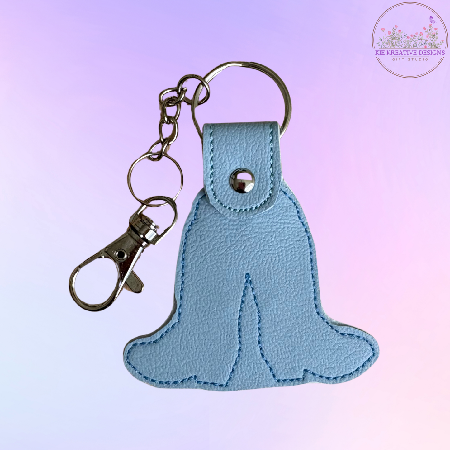 Embroidered Cowgirl Boot Keychain with Pink Bow – Western Leatherette Key Fob, Cute Country Gift for Her, Bag Charm, Stocking Stuffer
