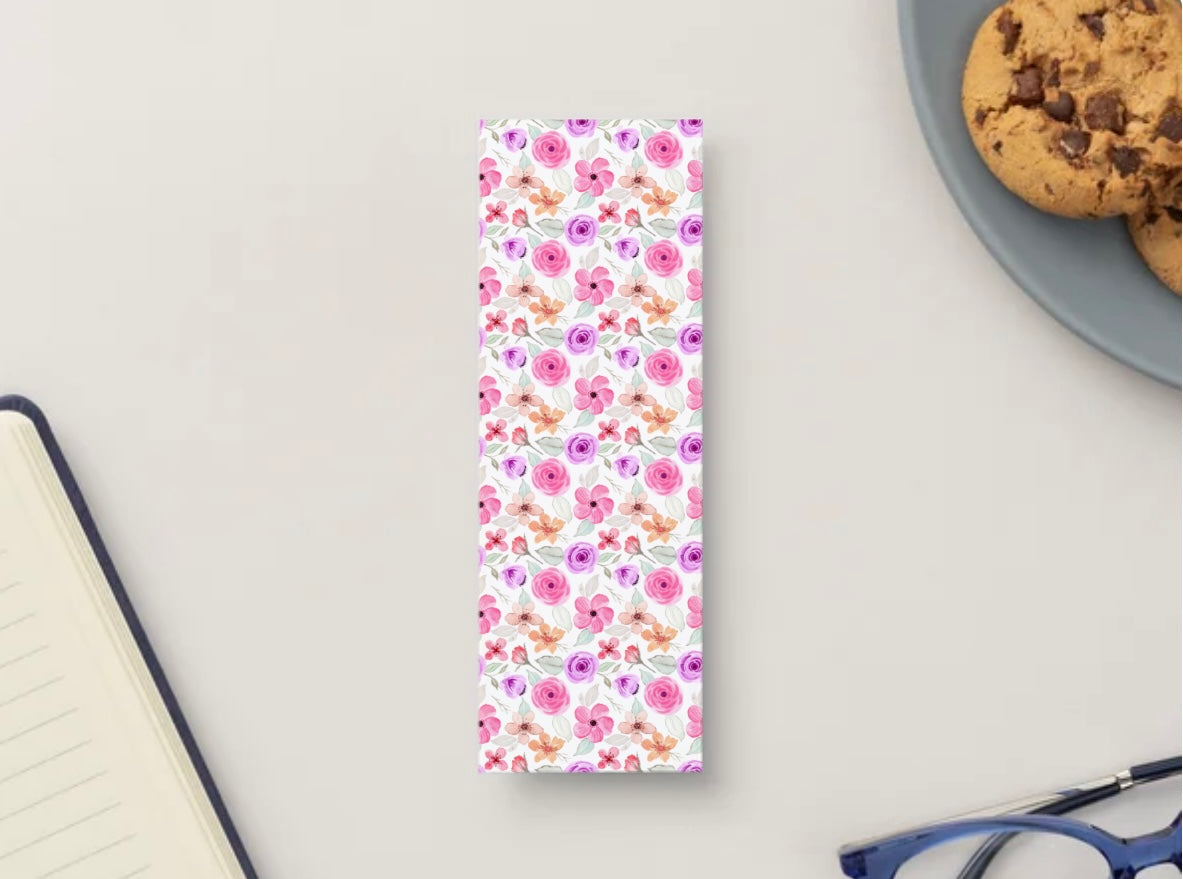 Floral Bookmark for Book Lovers | Pink Rose & Peach Flower Pattern | Cute Aesthetic Bookmark Gift | Reading Accessory for Women, Teens & Teachers