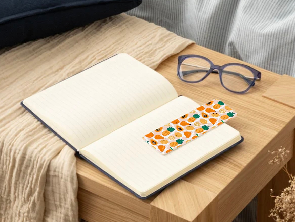 🍊 Tropical Fruit Bookmark – Bright Summer Reading Accessory, Cute Gift for Book Lovers, Pineapple, Papaya & Lemon Design