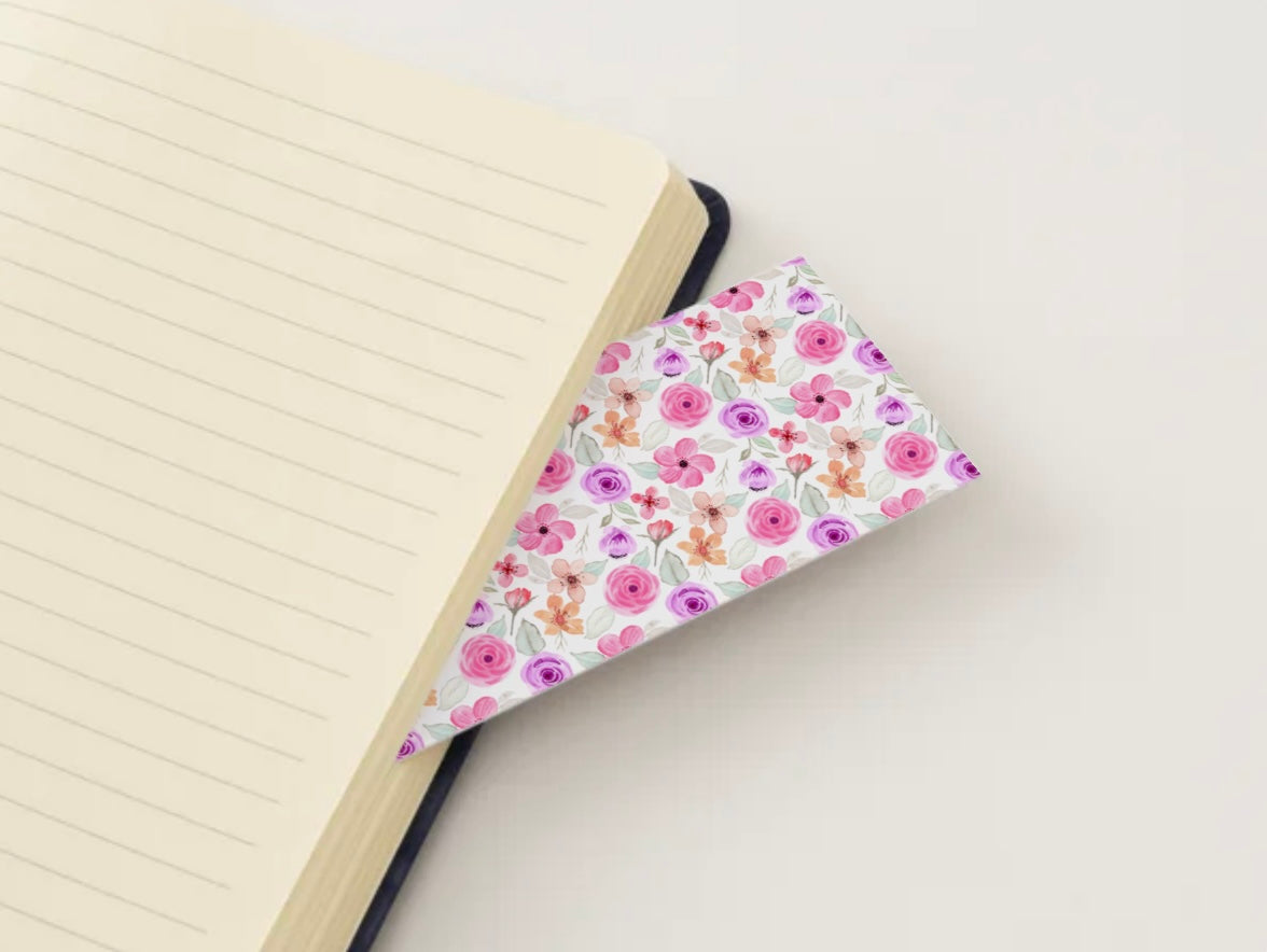 Floral Bookmark for Book Lovers | Pink Rose & Peach Flower Pattern | Cute Aesthetic Bookmark Gift | Reading Accessory for Women, Teens & Teachers