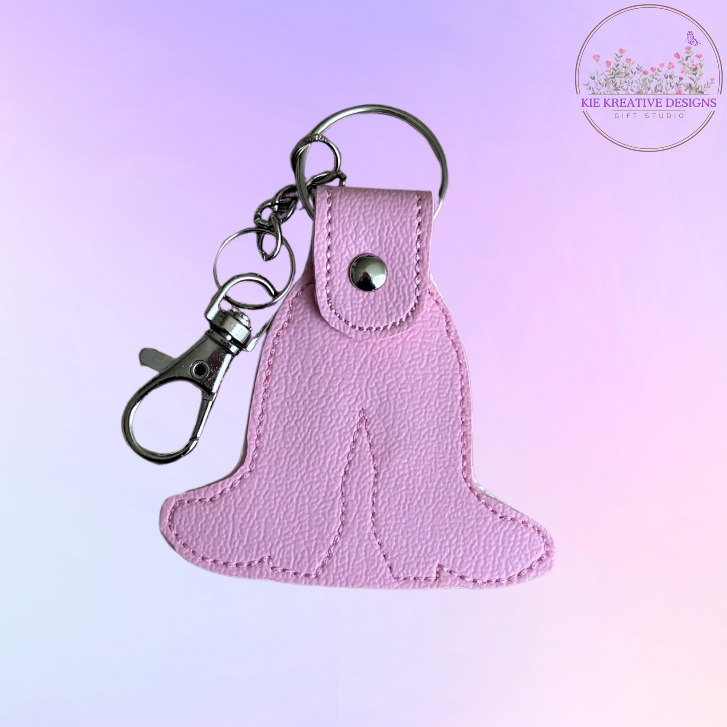 Embroidered Cowgirl Boot Keychain with Pink Bow – Western Leatherette Key Fob, Cute Country Gift for Her, Bag Charm, Stocking Stuffer