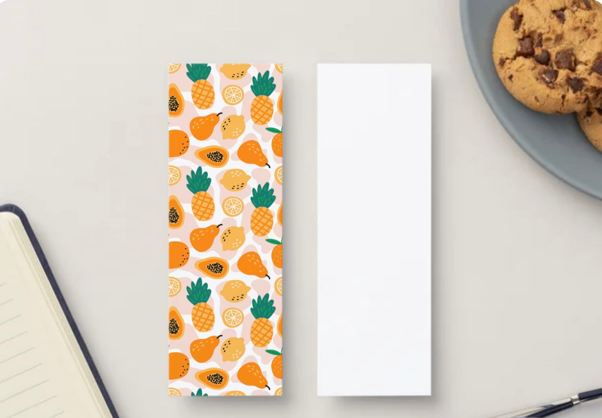 🍊 Tropical Fruit Bookmark – Bright Summer Reading Accessory, Cute Gift for Book Lovers, Pineapple, Papaya & Lemon Design