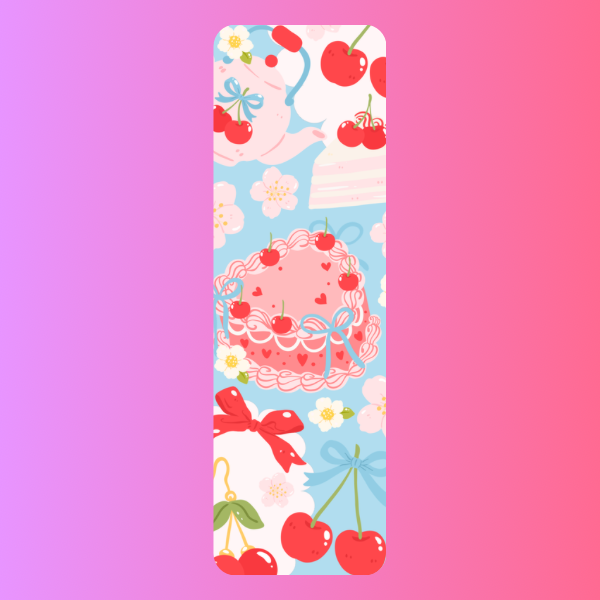 Cherry Cake Bookmark, Cute Dessert Bookmark, Coquette Aesthetic Bookmark, Pink Bow Bookmark, Kawaii Bookmark, Book Lover Gift, Cute Reading Accessory