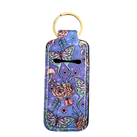 Butterfly Lip Balm Holder Keychain, Fairycore Chapstick Holder, Floral Keychain, Cute Purse Accessory, Small Useful Gift for Her