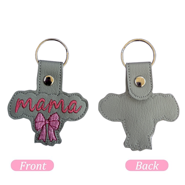 Mama Bow Keychain, Pink Bow Mama Gift, Cute Mom Keychain, Embroidered Keychain, Mother’s Day Gift, Gift for Mom, Girly Accessory, Bag Charm