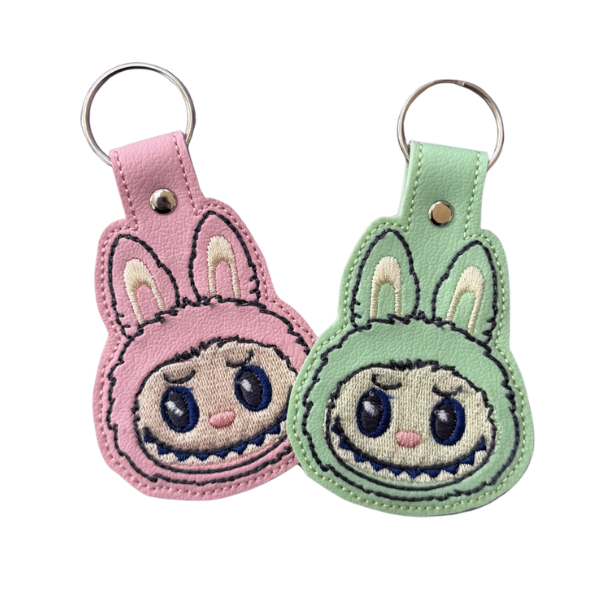 Cute Bunny Monster Keychain, Kawaii Keychain, Cute Character Keychain, Embroidered Keychain, Pastel Green Accessory, Cute Bag Charm, Gift for Her