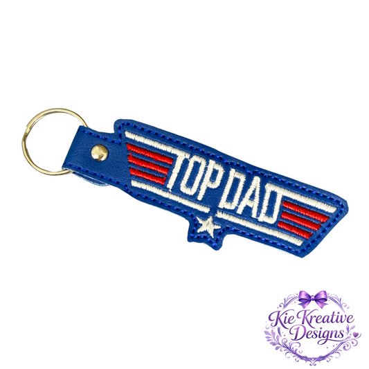 Top Dad Embroidered Keychain – Patriotic Father’s Day Gift | Dad Gift | Key Fob | Gift for Dad