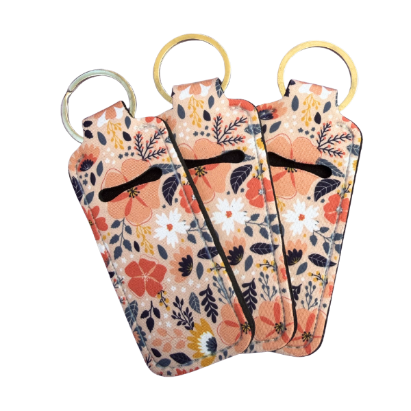 Floral Lip Balm Holder Keychain, Cute Chapstick Holder, Boho Flower Keychain, Purse Accessory, Small Useful Gift for Her