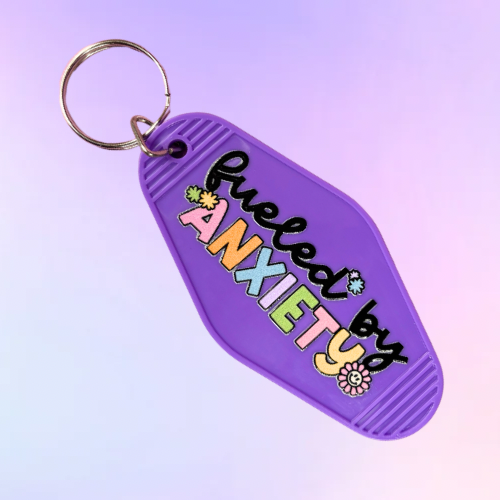 Fueled by Anxiety Purple Motel Keychain