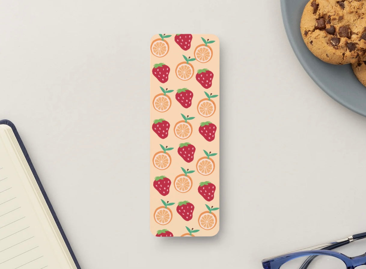 Strawberry Bookmark, Orange Bookmark, Fruit Bookmark, Cute Bookmark, Aesthetic Bookmark, Kawaii Bookmark, Summer Bookmark, Book Lover Gift, Cute Reading Accessory