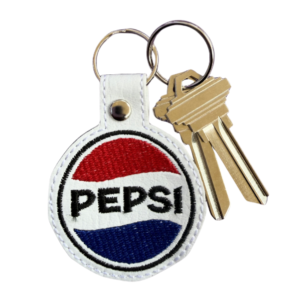 Retro Soda Logo Keychain, Vintage Drink Inspired Keychain, Embroidered Circle Keychain, Nostalgic Gift, 90s Aesthetic, Cute Bag Charm