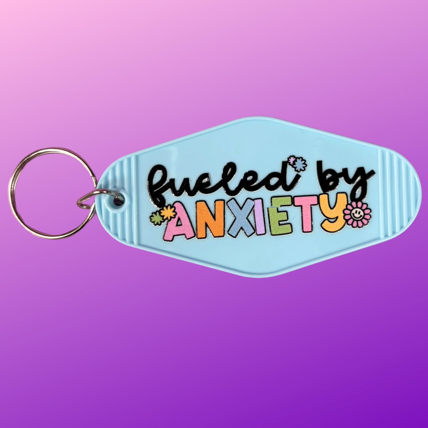 Fueled by Anxiety Sky Blue Motel Keychain