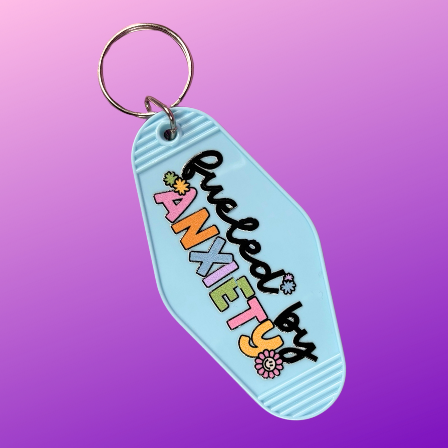 Fueled by Anxiety Sky Blue Motel Keychain