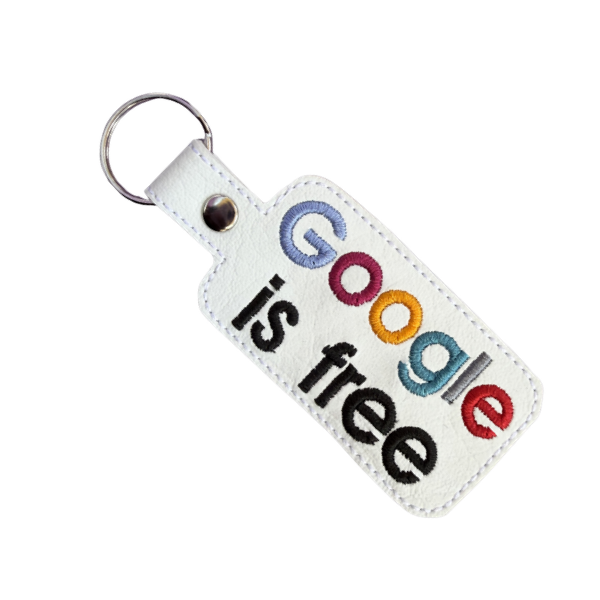 Searching Is Free Keychain, Funny Keychain, Gift, Embroidered Keychain, Work Humor Gift, Cute Bag Charm