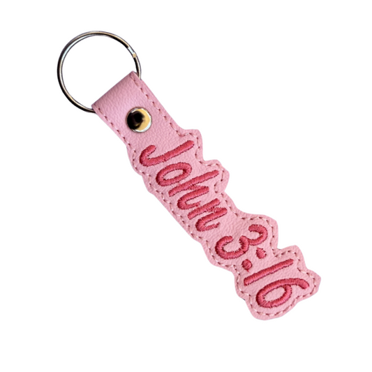 Jesus Loves You Keychain, Christian Keychain, Faith Keychain, Embroidered Religious Gift, Inspirational Keychain, Cute Pink Bag Charm, Spiritual Gift