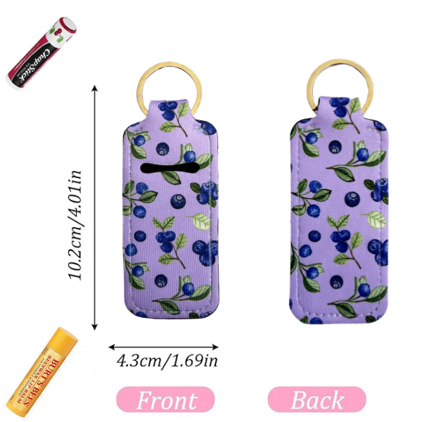 Blueberry Lip Balm Holder Keychain, Cute Chapstick Holder, Fruit Keychain, Kawaii Purse Accessory, Small Useful Gift for Her