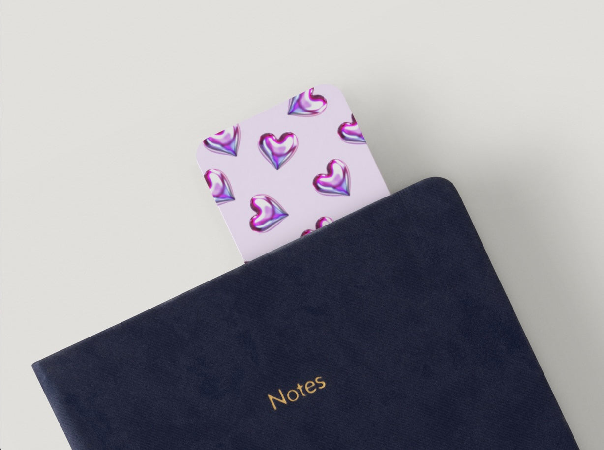 Holographic Heart Bookmark, Cute Heart Bookmark, Aesthetic Bookmark, Purple Bookmark, Kawaii Bookmark, Love Bookmark, Book Lover Gift, Cute Reading Accessory
