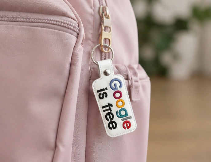 Searching Is Free Keychain, Funny Keychain, Gift, Embroidered Keychain, Work Humor Gift, Cute Bag Charm