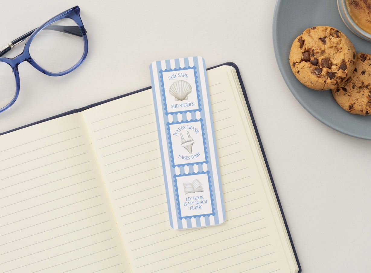 Beach Bookmark, Coastal Bookmark, Ocean Lover Bookmark, Summer Reading Bookmark, Seashell Bookmark, Book Lover Gift, Vacation Reading Accessory, Aesthetic Bookmark
