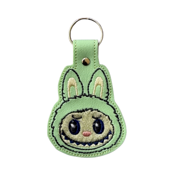 Cute Bunny Monster Keychain, Kawaii Keychain, Cute Character Keychain, Embroidered Keychain, Pastel Green Accessory, Cute Bag Charm, Gift for Her