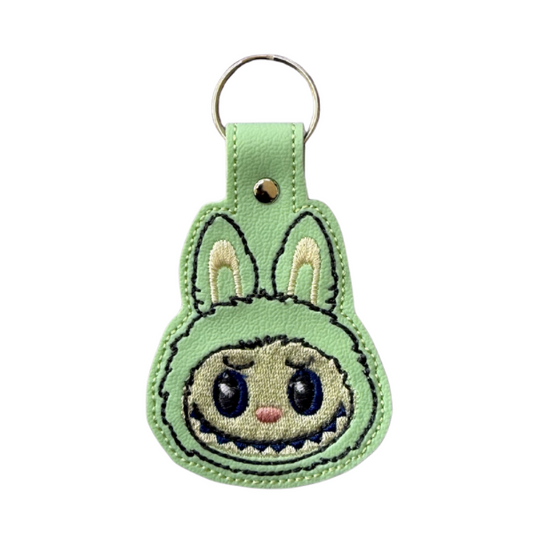 Cute Bunny Monster Keychain, Kawaii Keychain, Cute Character Keychain, Embroidered Keychain, Pastel Green Accessory, Cute Bag Charm, Gift for Her