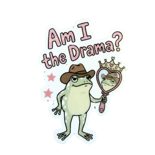 Funny Frog Sticker “Am I the Drama?” | Cute Aesthetic Laptop Sticker | Waterproof Vinyl Sticker | Meme Sticker Gift | Funny Gift for Friends