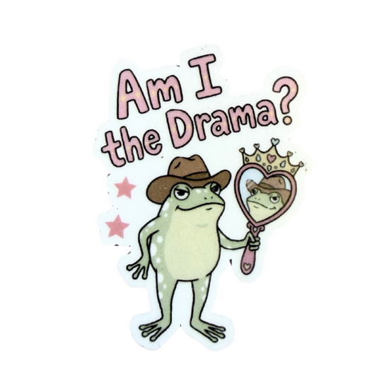 Funny Frog Sticker “Am I the Drama?” | Cute Aesthetic Laptop Sticker | Waterproof Vinyl Sticker | Meme Sticker Gift | Funny Gift for Friends