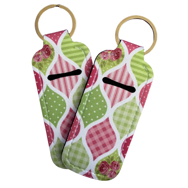 Floral Lip Balm Holder Keychain, Chapstick Holder, Cute Keychain Wallet Accessory, Fabric Lip Balm Sleeve, Gift for Her, Small Useful Gift
