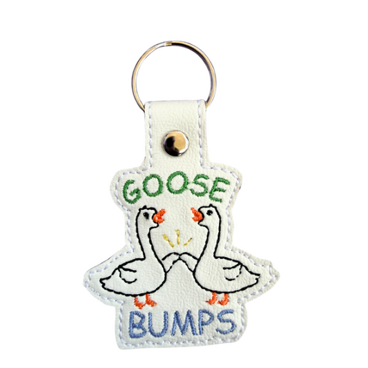 Goose Bumps Keychain, Funny Goose Keychain, Pun Keychain, Cute Animal Keychain, Embroidered Keychain, Gag Gift, Coworker Gift, Bag Charm