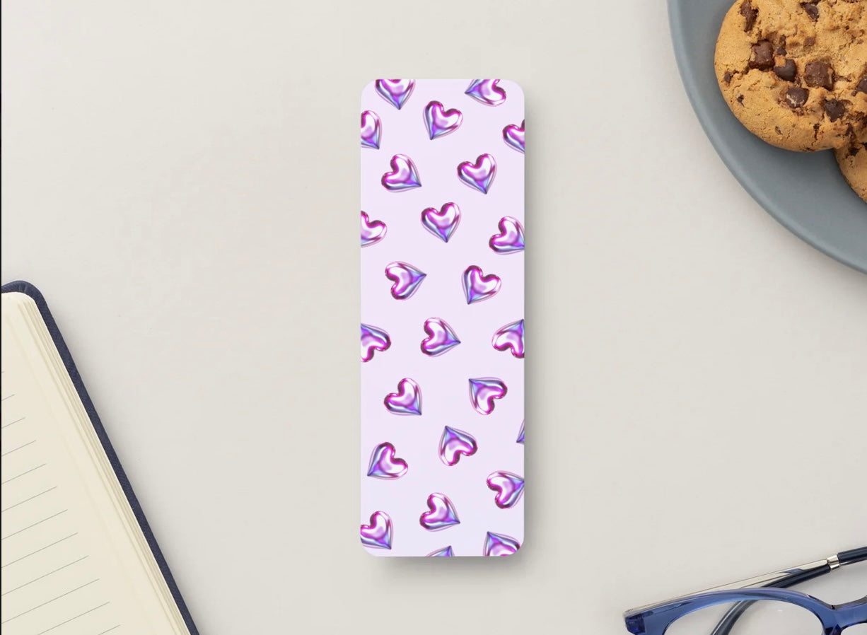 Holographic Heart Bookmark, Cute Heart Bookmark, Aesthetic Bookmark, Purple Bookmark, Kawaii Bookmark, Love Bookmark, Book Lover Gift, Cute Reading Accessory