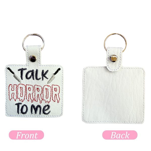 Talk Horror To Me Keychain, Horror Movie Keychain, Spooky Gift, Embroidered Keychain, Halloween Accessory, Scary Cute Gift, Horror Lover Gift