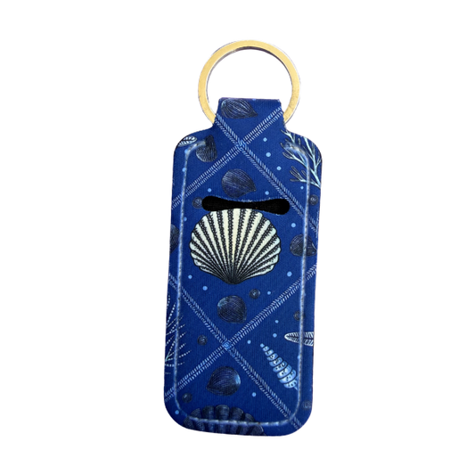 Ocean Lip Balm Holder Keychain, Seashell Chapstick Holder, Beachy Keychain Accessory, Cute Purse Clip, Coastal Gift, Small Useful Gift