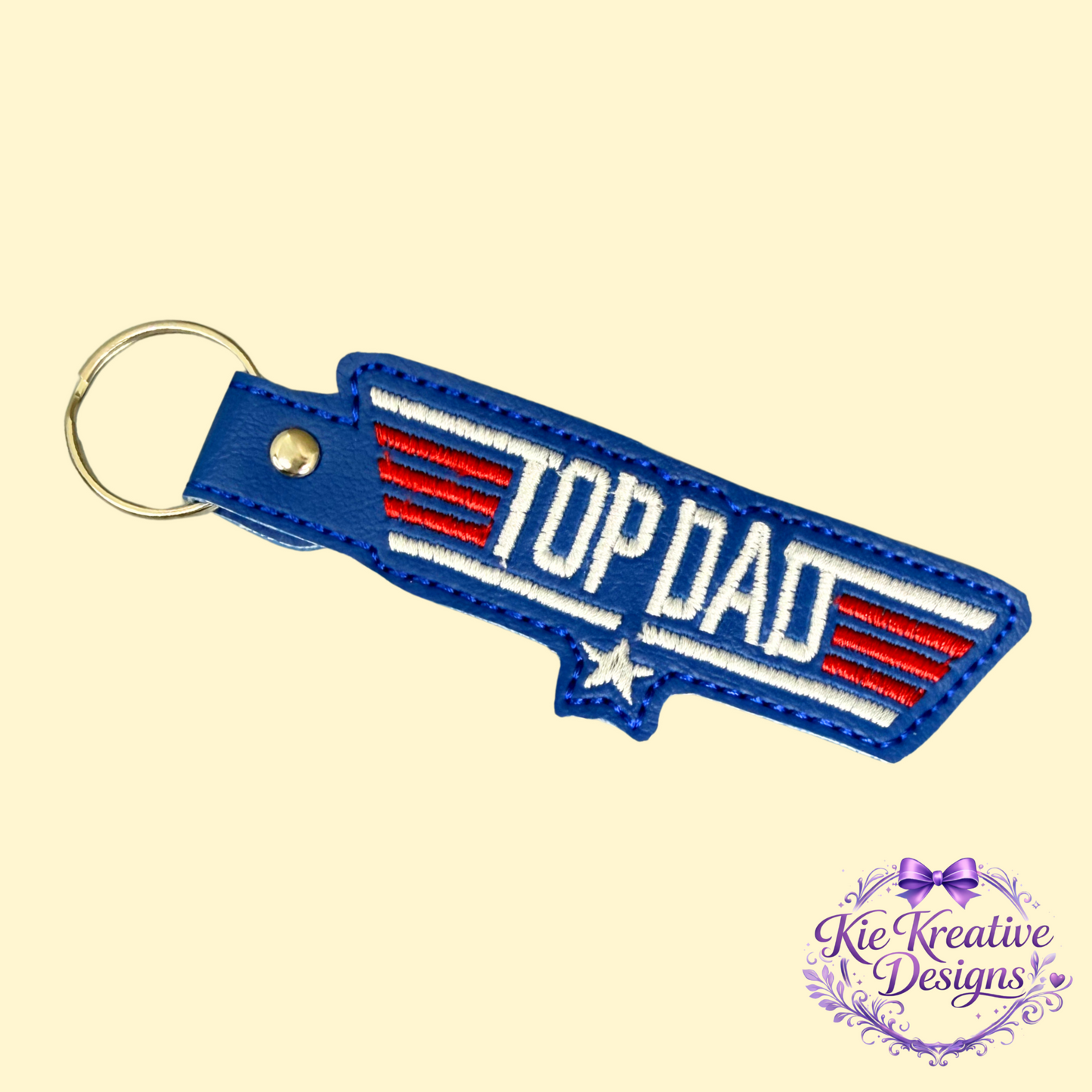 Top Dad Embroidered Keychain – Patriotic Father’s Day Gift | Dad Gift | Key Fob | Gift for Dad