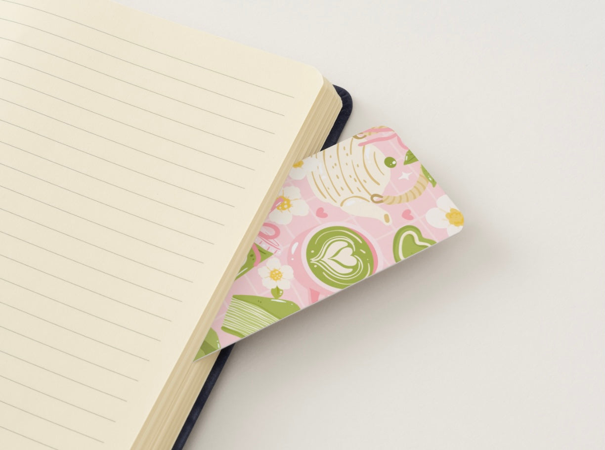 Matcha Bookmark, Cute Coffee Bookmark, Aesthetic Green Bookmark, Kawaii Bookmark, Tea Lover Gift, Coquette Bookmark, Book Lover Gift, Cute Reading Accessory