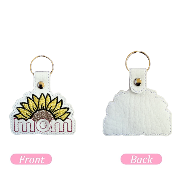 Sunflower Mom Keychain, Mom Gift, Floral Keychain, Embroidered Keychain, Mother’s Day Gift, Gift for Mom, Cute Bag Charm, Mom Accessory