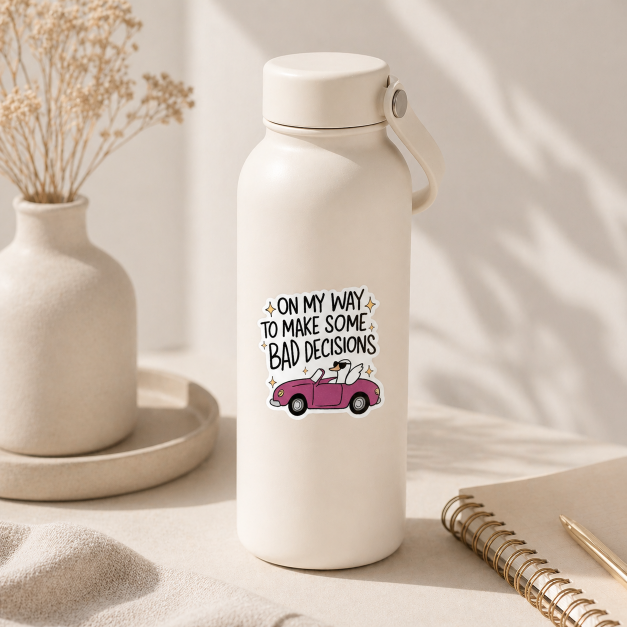 Funny Duck Sticker “On My Way to Make Some Bad Decisions” – Cute Car Sticker, Laptop Decal, Water Bottle Sticker, Funny Gift, Aesthetic Sticker