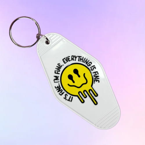 Everything is Fine White Motel Keychain