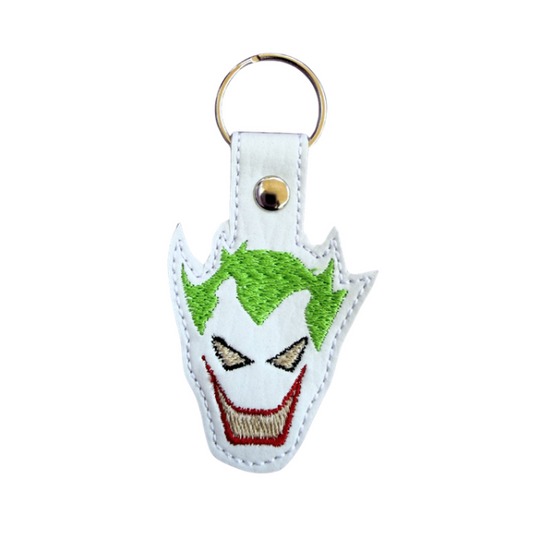Chaotic Clown Keychain, Villain Inspired Keychain, Spooky Cute Keychain, Embroidered Keychain, Horror Fan Gift, Comic Inspired Gift, Bag Charm