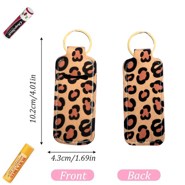 Leopard Print Lip Balm Holder Keychain, Cheetah Chapstick Holder, Trendy Keychain Accessory, Cute Purse Clip, Small Useful Gift