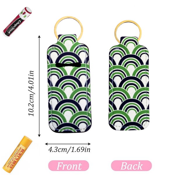 Green Rainbow Lip Balm Holder Keychain, Retro Chapstick Holder, Cute Aesthetic Keychain, Purse Accessory, Small Useful Gift for Her, Handmade