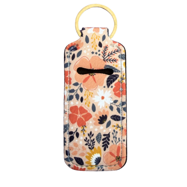Floral Lip Balm Holder Keychain, Cute Chapstick Holder, Boho Flower Keychain, Purse Accessory, Small Useful Gift for Her