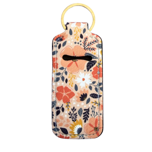 Floral Lip Balm Holder Keychain, Cute Chapstick Holder, Boho Flower Keychain, Purse Accessory, Small Useful Gift for Her