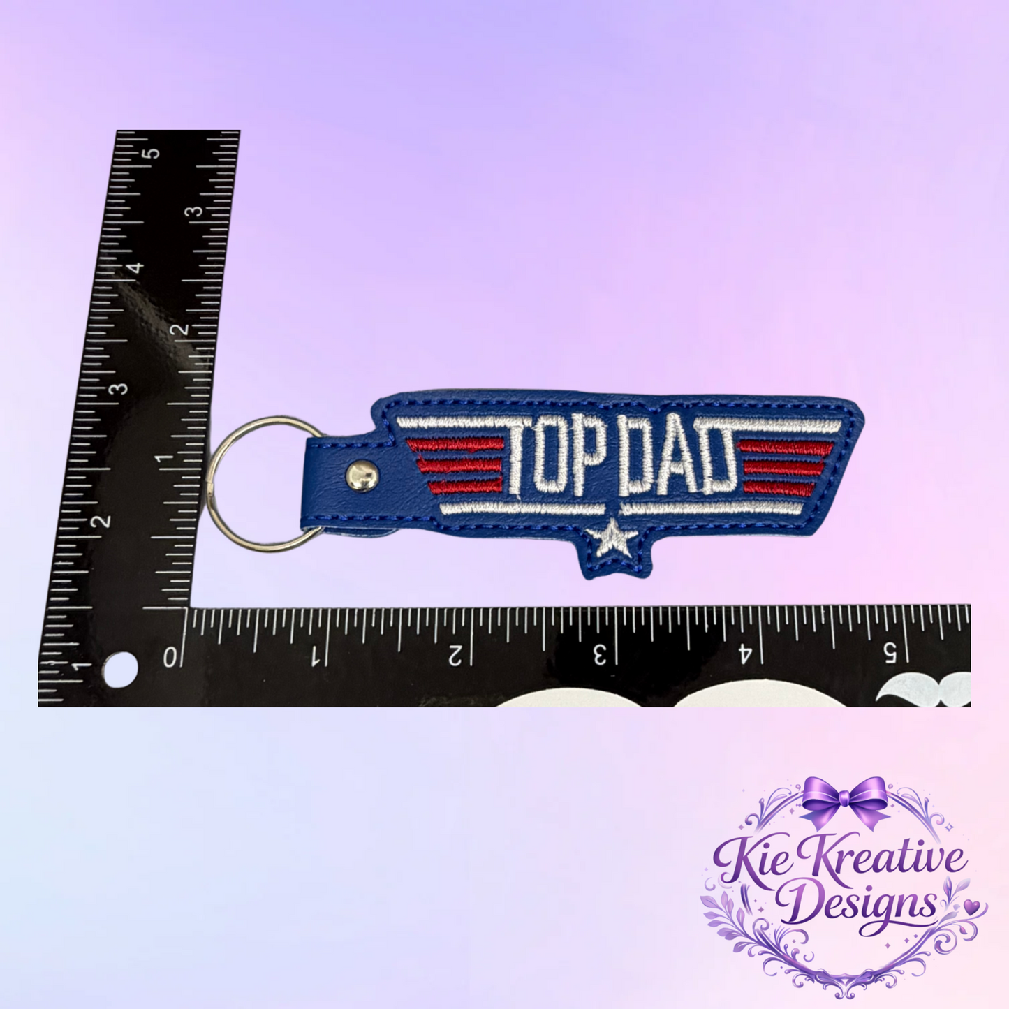 Top Dad Embroidered Keychain – Patriotic Father’s Day Gift | Dad Gift | Key Fob | Gift for Dad