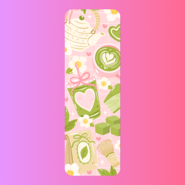 Matcha Bookmark, Cute Coffee Bookmark, Aesthetic Green Bookmark, Kawaii Bookmark, Tea Lover Gift, Coquette Bookmark, Book Lover Gift, Cute Reading Accessory