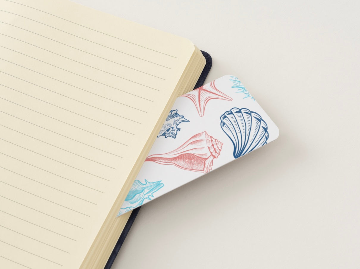 Seashell Bookmark, Coastal Bookmark, Ocean Lover Gift, Beach Bookmark, Vintage Shell Illustration Bookmark, Nautical Bookmark, Book Lover Gift, Summer Reading Accessory