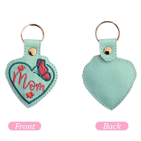 Mom Heart Keychain, Butterfly Mom Gift, Purple Keychain, Mother’s Day Gift, Embroidered Keychain, Gift for Mom, Cute Floral Keychain, Bag Charm