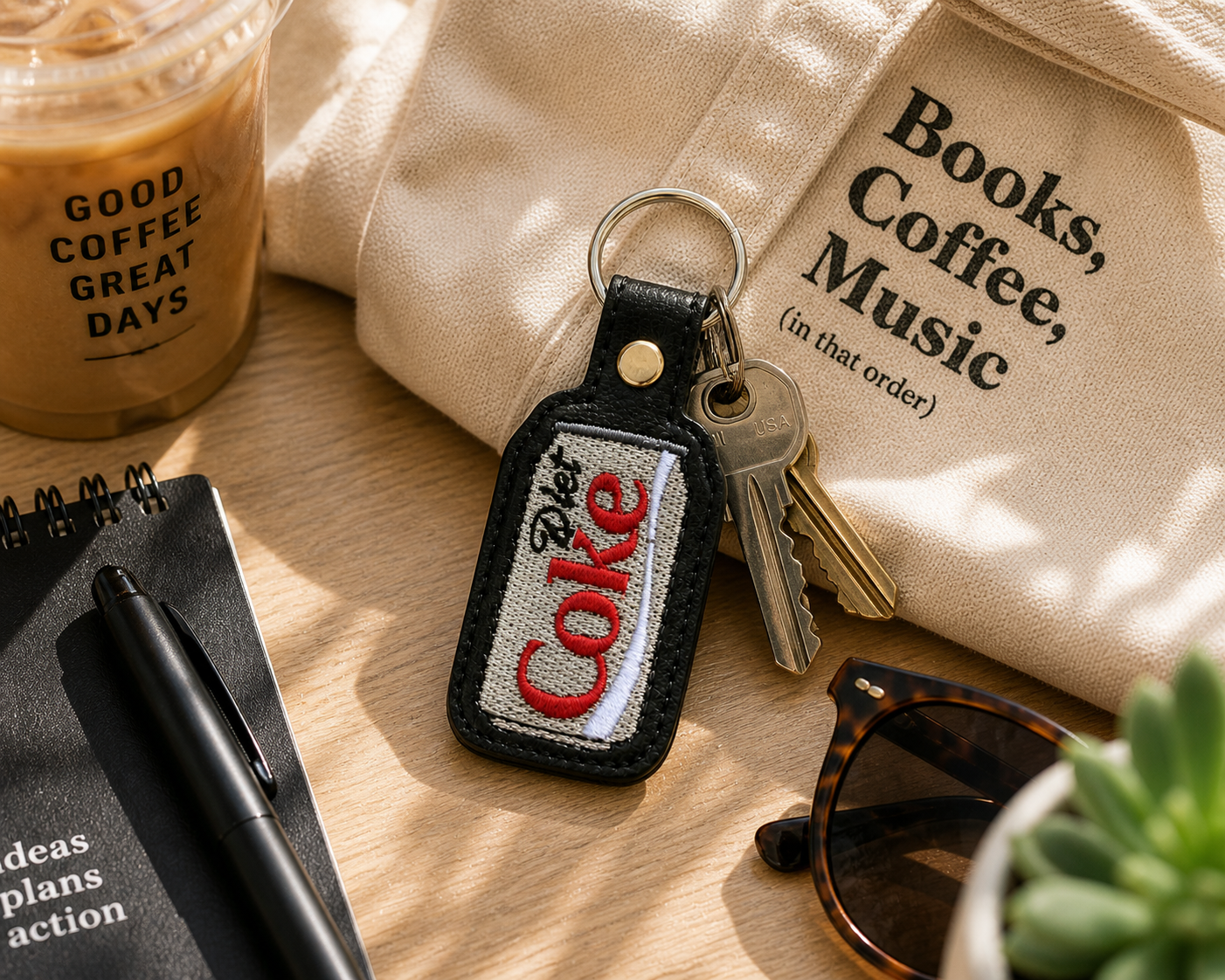 Diet Cola Inspired Keychain, Retro Drink Keychain, Embroidered Keychain, Soda Lover Gift, Minimal Keychain, Cute Bag Charm, Nostalgic Gift