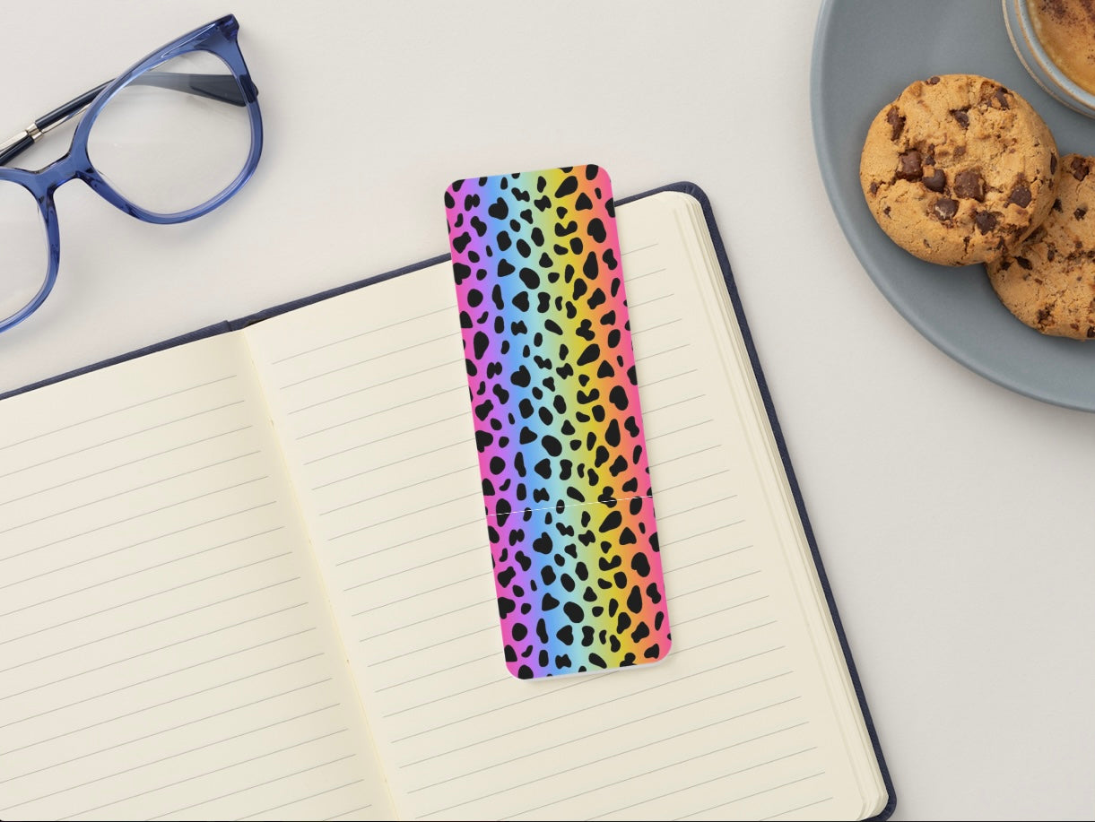 Rainbow Leopard Bookmark, Cheetah Print Bookmark, Colorful Bookmark, Aesthetic Bookmark, Bold Pattern Bookmark, Book Lover Gift, Cute Reading Accessory, Trendy Bookmark