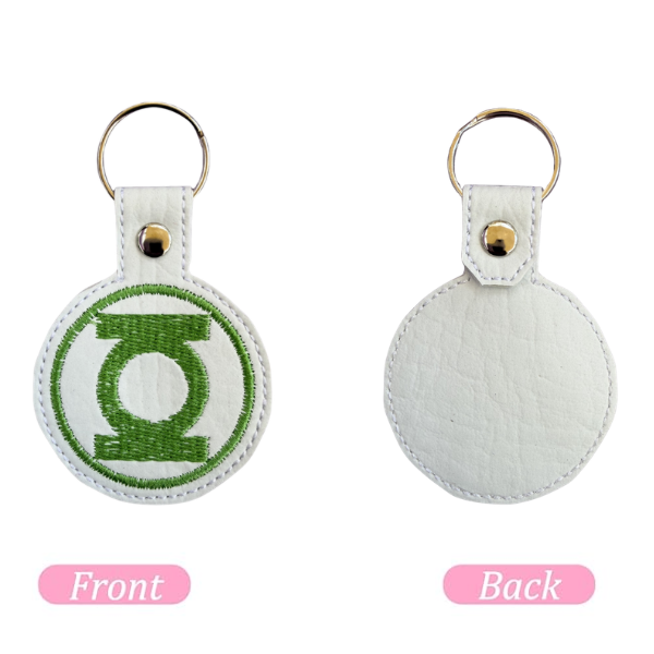 Green Power Ring Keychain, Superhero Inspired Keychain, Emblem Keychain, Embroidered Keychain, Comic Fan Gift, Nerd Gift, Green Symbol Bag Charm